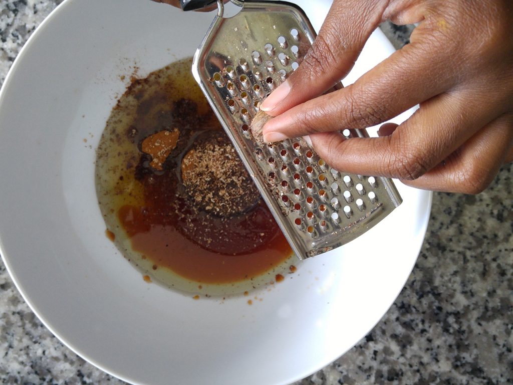 The Second Step in the Homemade Granola Recipe: Mixing the wet ingredients and spices together.